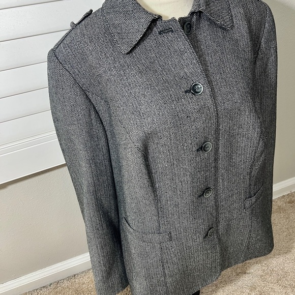 Womens Blazer size 16 Gray Herringbone Jacket Emily Acrylic Wool Career Office - Picture 6 of 9